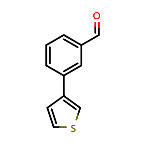 Chemical structure of 3-(Thiophen-3-yl)benzaldehyde , CAS 129746-42-5, AChemBlock S70707