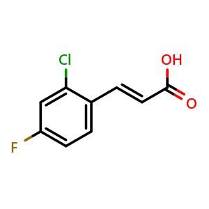 Chemical structure of 3-(2-Chloro-4-fluorophenyl)-2-propenoic acid , CAS 174603-37-3, AChemBlock S70713