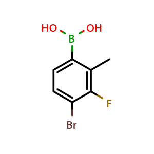 Chemical structure of 4-Bromo-3-fluoro-2-methylphenylboronic acid , AChemBlock S70730