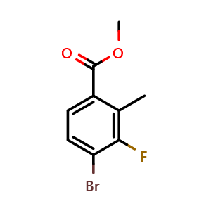 Chemical structure of Methyl 4-bromo-3-fluoro-2-methylbenzoate , CAS 1365969-22-7, AChemBlock S70739