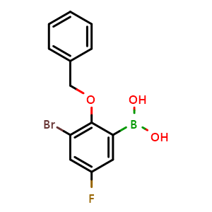 Chemical structure of 2-Benzyloxy-3-bromo-5-fluorophenylboronic acid , AChemBlock S70756