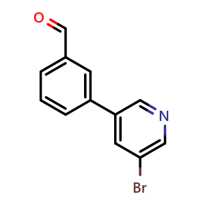 Chemical structure of 3-(5-Bromo-pyridin-3-yl)benzaldehyde , CAS 1171896-21-1, AChemBlock S70760