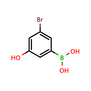 Chemical structure of 3-Bromo-5-hydroxyphenylboronic acid , CAS 2096341-66-9, AChemBlock S70786
