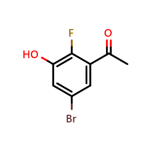 Chemical structure of 1-(5-Bromo-2-fluoro-3-hydroxyphenyl)ethan-1-one , CAS 1804906-24-8, AChemBlock S70790