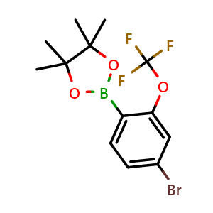 Chemical structure of 2-(4-bromo-2-(trifluoromethoxy)phenyl)-4,4,5,5-tetramethyl-1,3,2-dioxaborolane , AChemBlock S70806