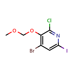 Chemical structure of 4-Bromo-2-chloro-6-iodo-3-(methoxymethoxy)pyridine , CAS 1542143-39-4, AChemBlock S70836