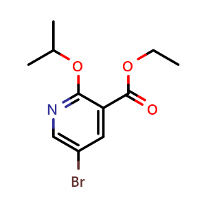 Chemical structure of Ethyl 5-bromo-2-(propan-2-yloxy)pyridine-3-carboxylate , CAS 1220421-73-7, AChemBlock S70845
