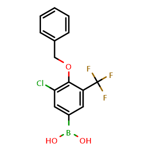 Chemical structure of 4-(Benzyloxy)-5-chloro-3-(trifluoromethyl)phenylboronic acid , AChemBlock S70860