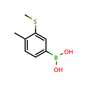 Chemical structure of 3-(Methylthio)-4-methylphenylboronic acid , AChemBlock S70870