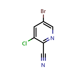 Chemical structure of 5-bromo-3-chloropyridine-2-carbonitrile , CAS 945557-04-0, AChemBlock S70893