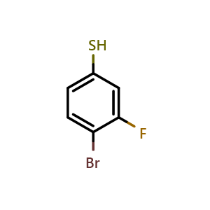 Chemical structure of 4-bromo-3-fluorobenzenethiol , CAS 942473-86-1, AChemBlock S70896