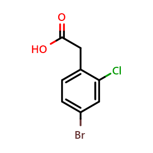 Chemical structure of 2-(4-bromo-2-chlorophenyl)acetic acid , CAS 916516-89-7, AChemBlock S70929