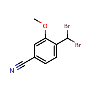 Chemical structure of 4-(dibromomethyl)-3-methoxybenzonitrile , CAS 914106-35-7, AChemBlock S70936