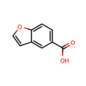 Chemical structure of benzofuran-5-carboxylic acid , CAS 90721-27-0, AChemBlock S70940