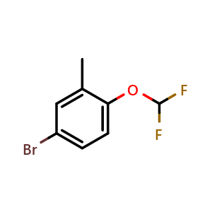 Chemical structure of 4-bromo-1-(difluoromethoxy)-2-methylbenzene , CAS 888327-32-0, AChemBlock S70954