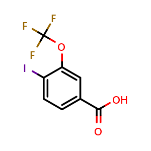 Chemical structure of 4-iodo-3-(trifluoromethoxy)benzoic acid , CAS 886762-67-0, AChemBlock S70958