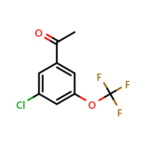Chemical structure of 1-(3-chloro-5-(trifluoromethoxy)phenyl)ethanone , CAS 886503-42-0, AChemBlock S70961