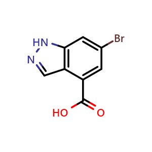 Chemical structure of 6-bromo-1H-indazole-4-carboxylic acid , CAS 885523-08-0, AChemBlock S70975