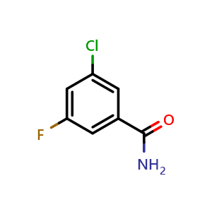 Chemical structure of 3-chloro-5-fluorobenzamide , CAS 874781-06-3, AChemBlock S70998