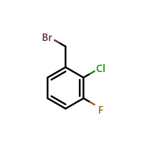 Chemical structure of 1-(bromomethyl)-2-chloro-3-fluorobenzene , CAS 874285-19-5, AChemBlock S71000