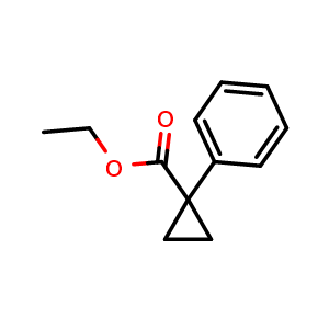 Chemical structure of ethyl 1-phenylcyclopropanecarboxylate , CAS 87328-17-4, AChemBlock S71003