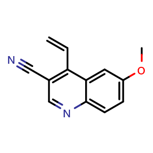 Chemical structure of 6-methoxy-4-vinylquinoline-3-carbonitrile , CAS 872714-54-0, AChemBlock S71005