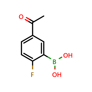 Chemical structure of 5-acetyl-2-fluorophenylboronic acid , CAS 870777-29-0, AChemBlock S71009