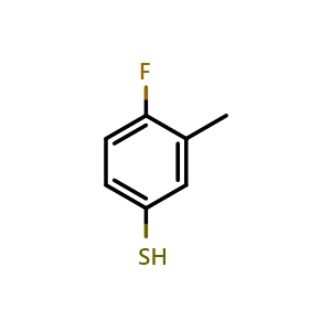 Chemical structure of 4-fluoro-3-methylbenzenethiol , CAS 845790-87-6, AChemBlock S71041