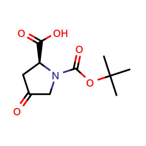 Chemical structure of (S)-1-(tert-butoxycarbonyl)-4-oxopyrrolidine-2-carboxylic acid , CAS 84348-37-8, AChemBlock S71042