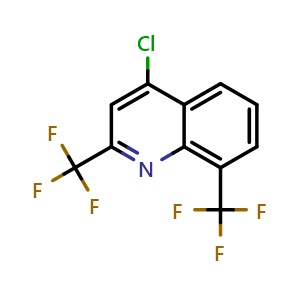 Chemical structure of 4-chloro-2,8-bis(trifluoromethyl)quinoline , CAS 83012-13-9, AChemBlock S71048