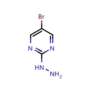 Chemical structure of 2-(5-bromopyrimidin-2-yl)hydrazine , CAS 823-89-2, AChemBlock S71050