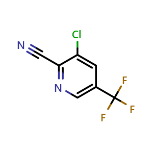 Chemical structure of 3-chloro-5-(trifluoromethyl)pyridine-2-carbonitrile , CAS 80194-70-3, AChemBlock S71056