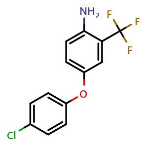 Chemical structure of 4-(4-chlorophenoxy)-2-(trifluoromethyl)benzenamine , CAS 74159-77-6, AChemBlock S71100