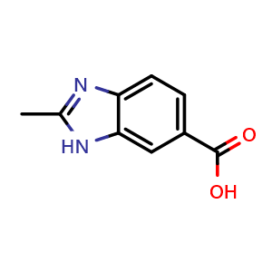 Chemical structure of 2-methyl-3H-benzo[d]imidazole-5-carboxylic acid , CAS 709-19-3, AChemBlock S71120