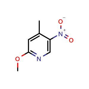 Chemical structure of 2-methoxy-4-methyl-5-nitropyridine , CAS 6635-90-1, AChemBlock S71143
