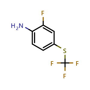 Chemical structure of 2-fluoro-4-(trifluoromethylthio)aniline , CAS 596850-17-8, AChemBlock S71202