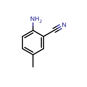 Chemical structure of 2-amino-5-methylbenzonitrile , CAS 5925-93-9, AChemBlock S71206