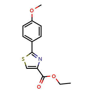 Chemical structure of ethyl 2-(4-methoxyphenyl)thiazole-4-carboxylate , CAS 57677-79-9, AChemBlock S71220