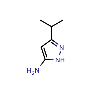 Chemical structure of 3-isopropyl-1H-pyrazol-5-amine , CAS 56367-24-9, AChemBlock S71229