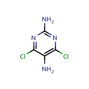 Chemical structure of 4,6-dichloropyrimidine-2,5-diamine , CAS 55583-59-0, AChemBlock S71235