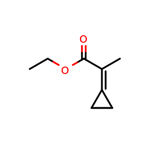 Chemical structure of ethyl 2-cyclopropylidenepropanoate , CAS 55281-62-4, AChemBlock S71239
