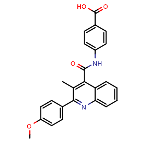 Chemical structure of Benzoic acid, 4-[[[2-(4-methoxyphenyl)-3-methyl-4-quinolinyl]carbonyl]amino]- , CAS 495377-79-2, AChemBlock S71302
