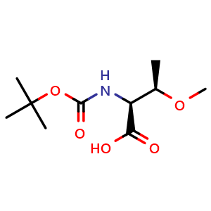 Chemical structure of (2S,3R)-2-(tert-butoxycarbonylamino)-3-methoxybutanoic acid , CAS 48068-25-3, AChemBlock S71310