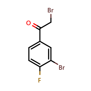 Chemical structure of 2-Bromo-1-(3-bromo-4-fluorophenyl)ethanone , CAS 435273-49-7, AChemBlock S71336