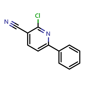 Chemical structure of 2-chloro-6-phenylpyridine-3-carbonitrile , CAS 43083-14-3, AChemBlock S71337