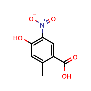 Chemical structure of 4-hydroxy-2-methyl-5-nitrobenzoic acid , CAS 408335-80-8, AChemBlock S71351