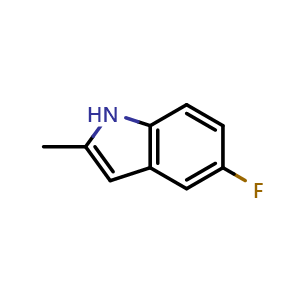 Chemical structure of 5-fluoro-2-methyl-1H-indole , CAS 399-72-4, AChemBlock S71365