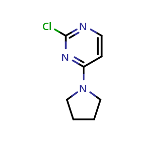 Chemical structure of 2-chloro-4-(pyrrolidin-1-yl)pyrimidine , CAS 35691-20-4, AChemBlock S71401