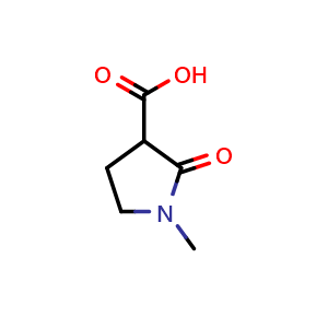 Chemical structure of 1-methyl-2-oxopyrrolidine-3-carboxylic acid , CAS 30932-84-4, AChemBlock S71452