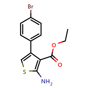 Chemical structure of ethyl 2-amino-4-(4-bromophenyl)thiophene-3-carboxylate , CAS 306934-99-6, AChemBlock S71454